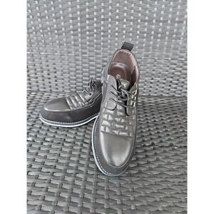 New WO Box Gatsby Oxford  Derby Black/Black Leather Shoes Men Sz 9.5
